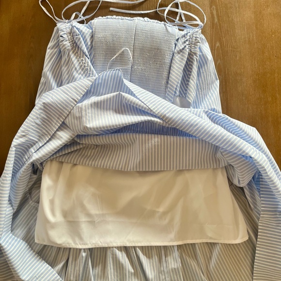 Express Light Blue & White Striped Maxi Dress with Pockets - Size Large - Picture 9 of 12